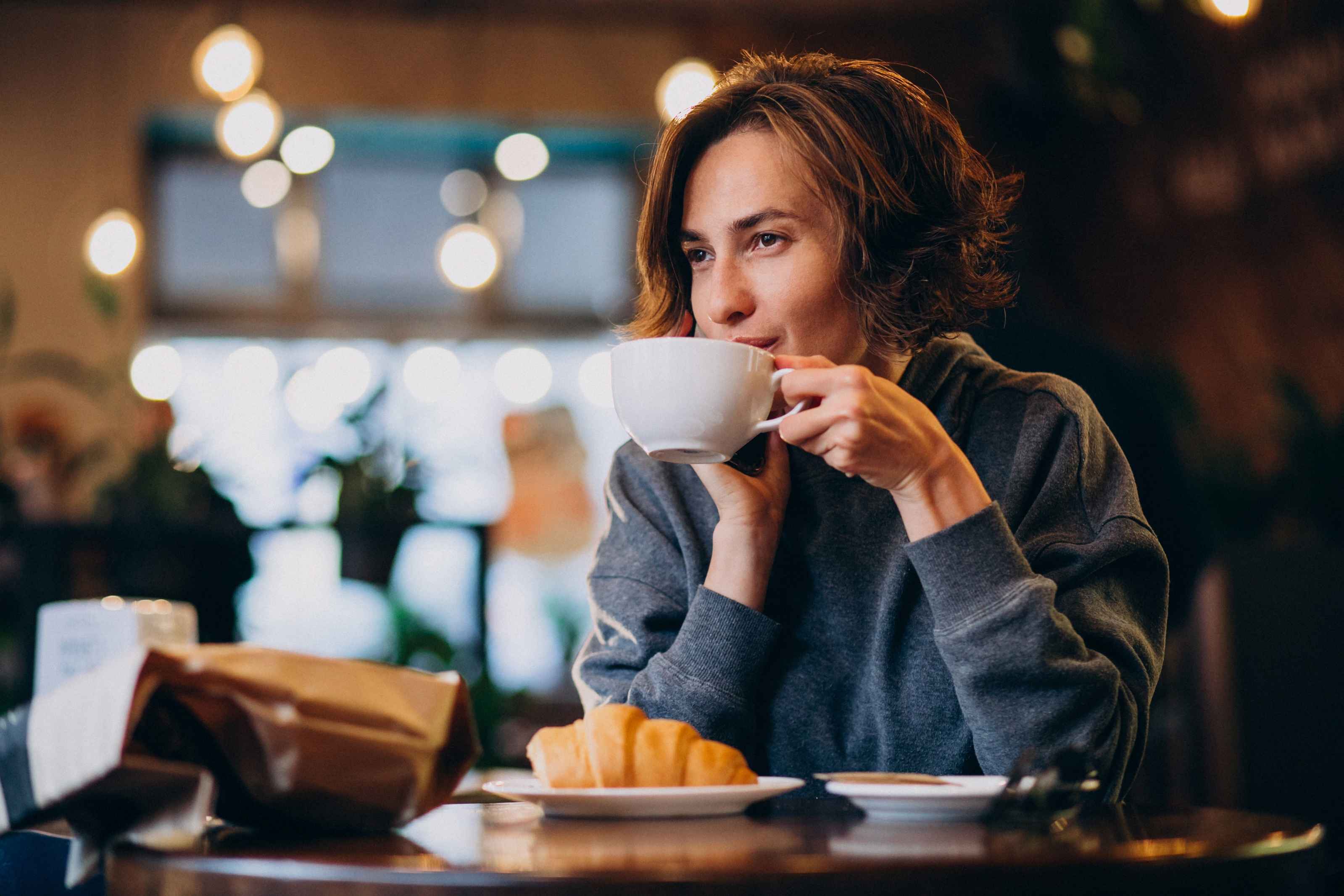 Fresh Coffee with Croissant